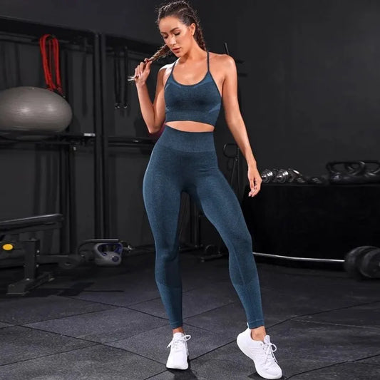 2-Piece Seamless Yoga Set – High Waist Leggings & Workout Top